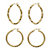 18k Gold Plated Silver 2 Pair Round Etched & Oval Twisted Earring Set 1 3/16" Diameter-12 at PalmBeach Jewelry