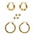 Round CZ Stud & Hoop 3 Piece Set 1 TCW 18K Gold Plated Sterling Silver-12 at PalmBeach Jewelry