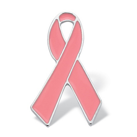 Pink Ribbon Breast Cancer Awareness Pin Silvertone & Enamel at PalmBeach Jewelry