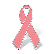Pink Ribbon Breast Cancer Awareness Pin Silvertone & Enamel