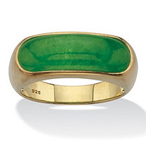 Genuine Green Jade Ring 14k Gold-Plated Sterling Silver