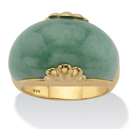 Genuine Green Jade Cocktail Ring 14k Gold-Plated Sterling Silver at PalmBeach Jewelry