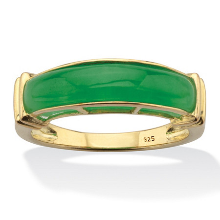 Genuine Green Jade Bridge Style Ring 14k Gold-Plated Sterling Silver at PalmBeach Jewelry
