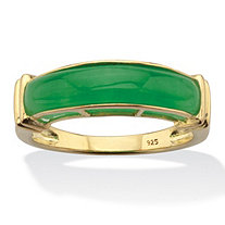 Genuine Green Jade Bridge Style Ring 14k Gold-Plated Sterling Silver