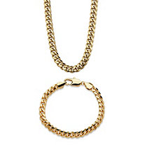 Men's 10.5 mm Curb-Link 9" Bracelet & 30" Chain Necklace 2-Piece Set