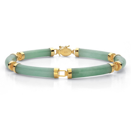 Genuine Green Jade Multi Stone Link Bracelet 14K Gold-Plated Silver 7.25" Length at PalmBeach Jewelry