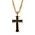 Men's Black Crystal Cross Pendant Necklace Gold Ion-Plated Stainless Steel 24" Length Curb-Link Chain-11 at PalmBeach Jewelry