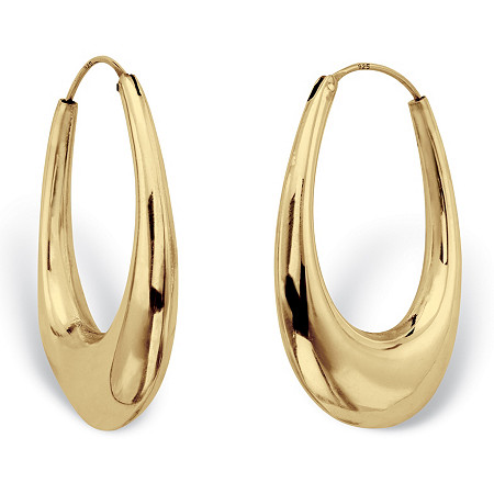 Polished Oval Puffed Hoop Earrings in Hollow 18K Gold Plated Sterling Silver at PalmBeach Jewelry