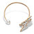 White Baguette Crystal & Simulated Pearl Butterfly Bangle Bracelet Goldtone-12 at PalmBeach Jewelry