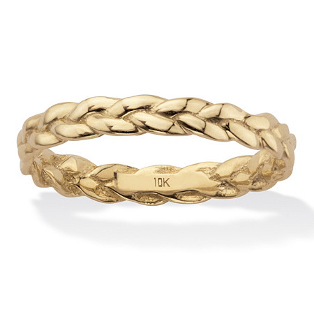 Braided Stackable Band Ring 10K Solid Yellow Gold at PalmBeach Jewelry