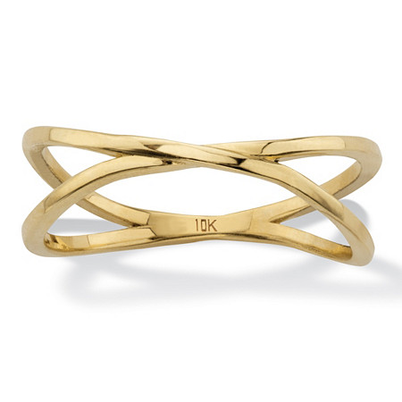 Crossover Split Shank Ring 10K Solid Yellow Gold at PalmBeach Jewelry