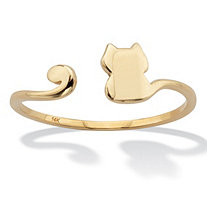 Stackable Cat Ring Adjustable 14K Solid Yellow Gold
