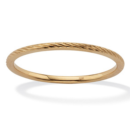 Stackable Twisted Ring Band 10K Solid Yellow Gold at PalmBeach Jewelry