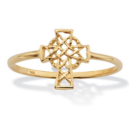 Stackable Celtic Cross Ring Solid 14K Yellow Gold at PalmBeach Jewelry