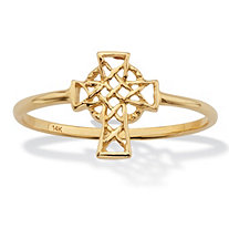 Stackable Celtic Cross Ring Solid 14k Yellow Gold