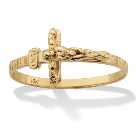 Stackable Crucifix Ring 10K Solid Yellow Gold at PalmBeach Jewelry