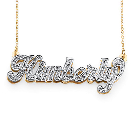 1/8 TCW Diamond 10k Gold Personalized Nameplate Pendant 18" at PalmBeach Jewelry