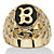 Men's Oval-Shaped Genuine Onyx Nugget-Style Personalized Initial Ring Gold-Plated-103 at PalmBeach Jewelry