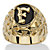 Men's Oval-Shaped Genuine Onyx Nugget-Style Personalized Initial Ring Gold-Plated-107 at PalmBeach Jewelry