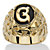 Men's Oval-Shaped Genuine Onyx Nugget-Style Personalized Initial Ring Gold-Plated-108 at PalmBeach Jewelry