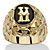 Men's Oval-Shaped Genuine Onyx Nugget-Style Personalized Initial Ring Gold-Plated-114 at PalmBeach Jewelry