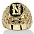 Men's Oval-Shaped Genuine Onyx Nugget-Style Personalized Initial Ring Gold-Plated-115 at PalmBeach Jewelry