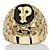 Men's Oval-Shaped Genuine Onyx Nugget-Style Personalized Initial Ring Gold-Plated-117 at PalmBeach Jewelry