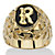 Men's Oval-Shaped Genuine Onyx Nugget-Style Personalized Initial Ring Gold-Plated-119 at PalmBeach Jewelry