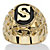 Men's Oval-Shaped Genuine Onyx Nugget-Style Personalized Initial Ring Gold-Plated-11 at PalmBeach Jewelry