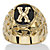Men's Oval-Shaped Genuine Onyx Nugget-Style Personalized Initial Ring Gold-Plated-128 at PalmBeach Jewelry