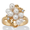 Related Item Cultured Freshwater Pearl and Crystal Accent Cluster Cocktail Ring Yellow Gold-Plated