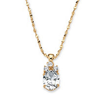 2.59 TCW Oval-Cut Cubic Zirconia Pendant Necklace in Yellow Gold Tone