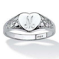 Sterling Silver Initial Heart Ring