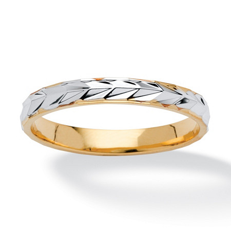 Textured Wedding Ring Band in Two-Tone Gold-Plated at PalmBeach Jewelry