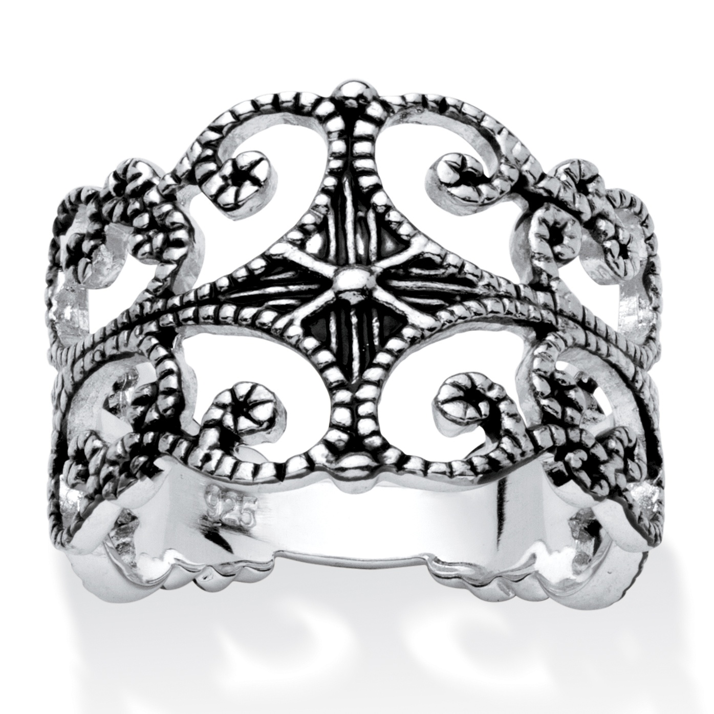 Sterling Silver Antique-Finish Filigree Band Ring at PalmBeach Jewelry