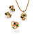 Genuine Coral, Opal, Jade, Onyx, Tiger's-Eye Gold-Plated Necklace, Earrings and Ring Set-11 at PalmBeach Jewelry