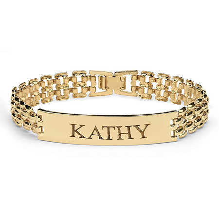 Personalized I.D. Panther-Link Name Bracelet in Yellow Gold Tone 7.25" at Direct Charge presents PalmBeach