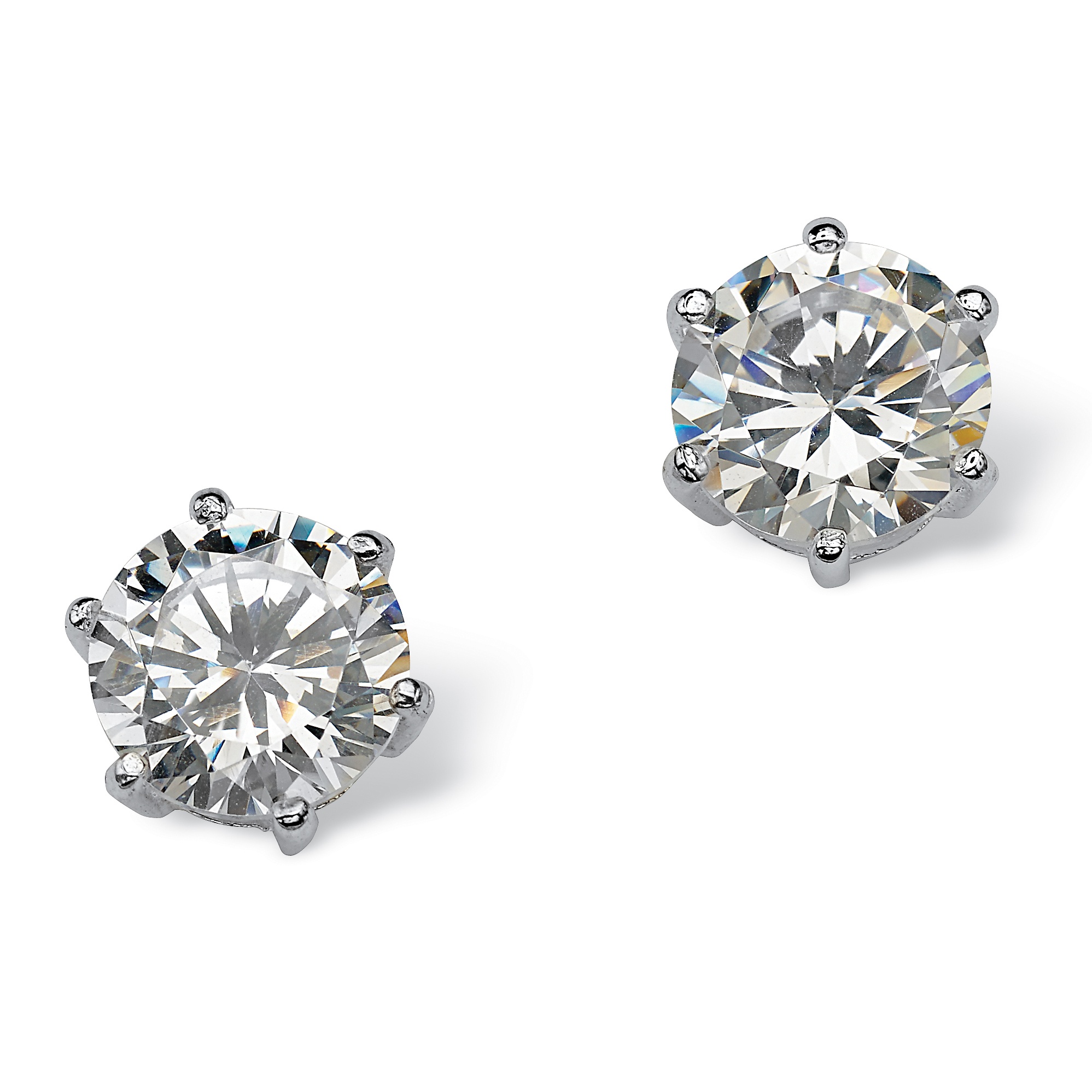 5.00 TCW Round Cubic Zirconia Sterling Silver Stud Earrings at ...