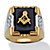 Men's Genuine Onyx and Crystal Two-Tone Masonic Ring Gold-Plated Sizes 8-16-11 at PalmBeach Jewelry