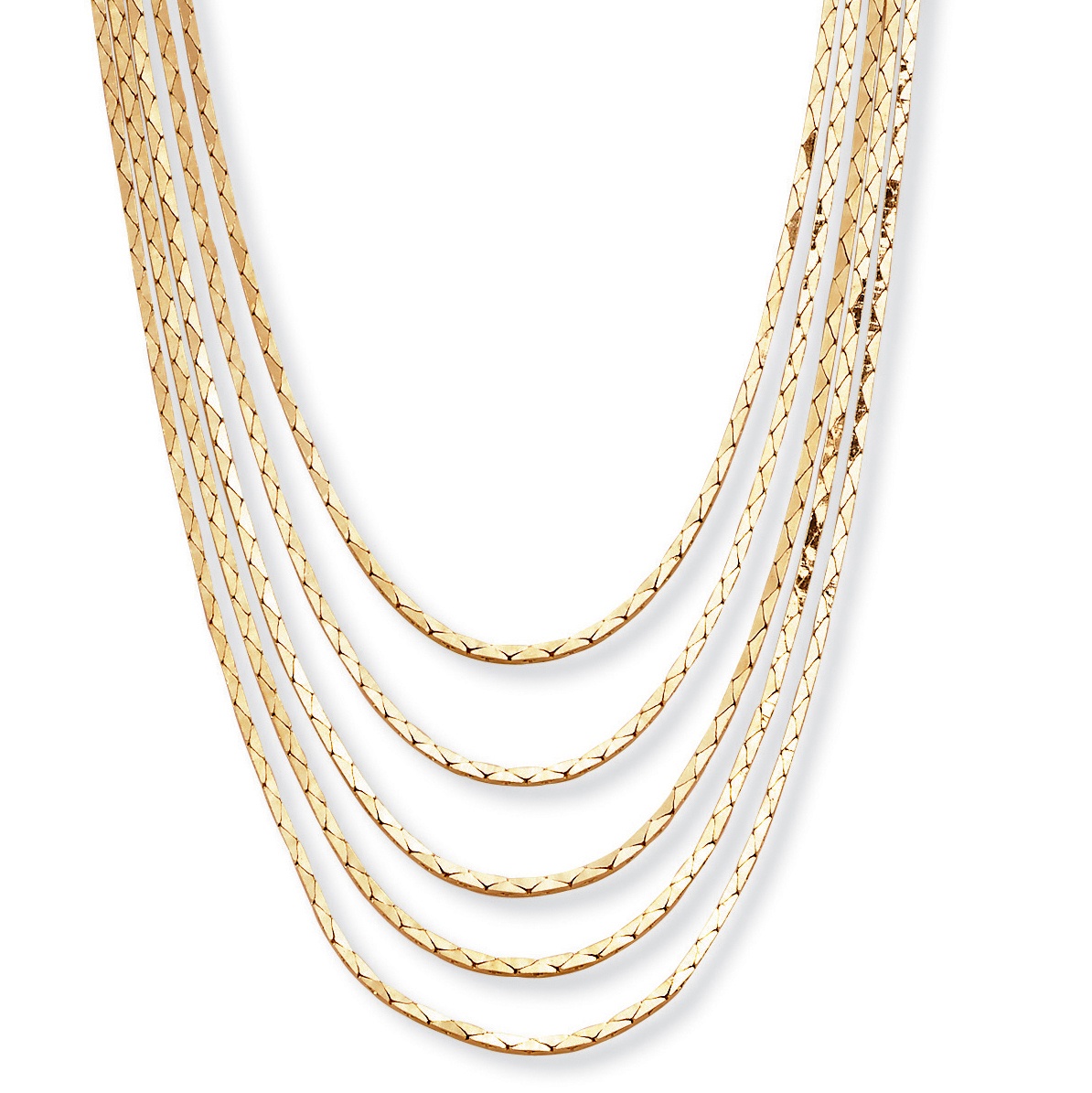 Multi-Strand Cobra-Link Waterfall Necklace in Yellow Goldtone 30