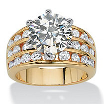 3.88 TCW Round Cubic Zirconia Ring in Yellow Gold Tone