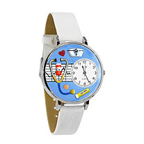 Personalized Nurse Blue Watch in Silver (Unisex)